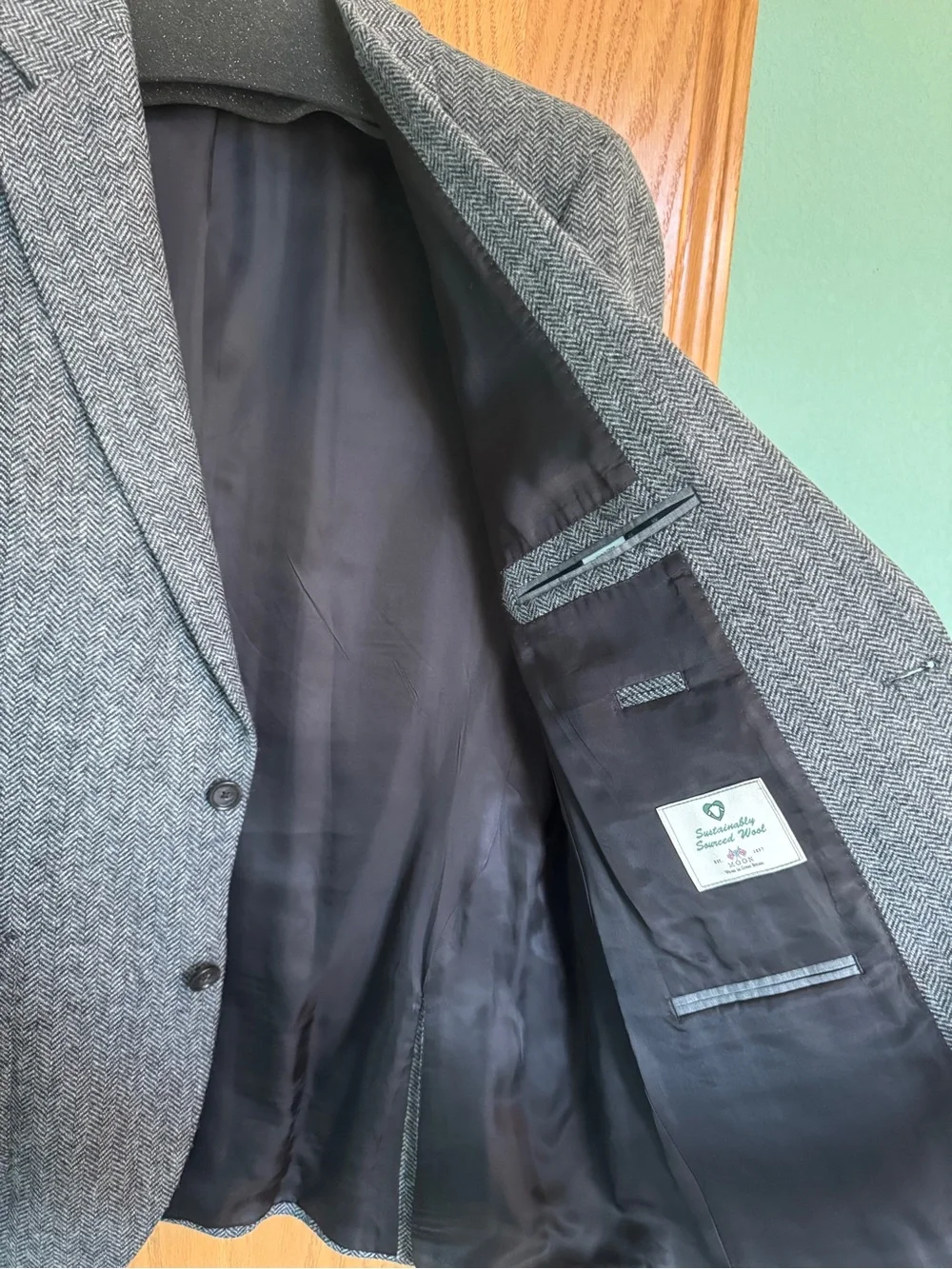 J.Crew Ludlow Gray Herringbone Wool Blazer 44R Slim